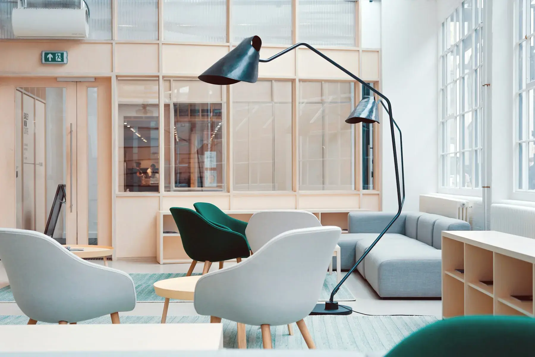 Office lounge with soft chairs